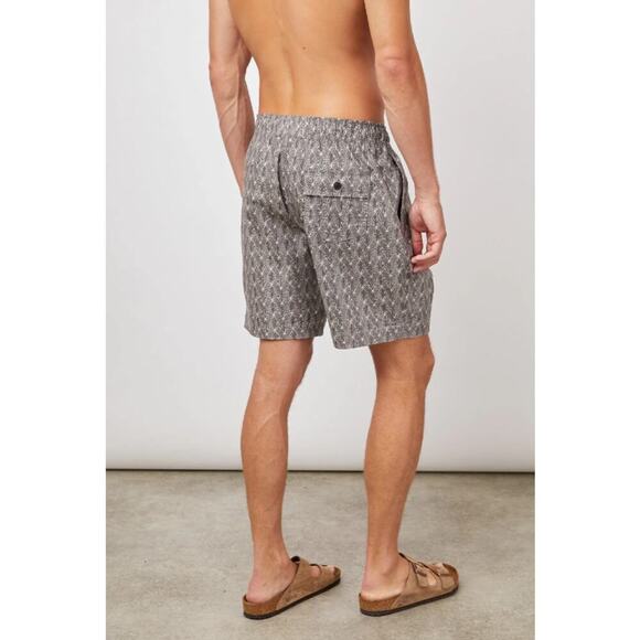 Rails Men's Kian Tin Stamp Swim Trunks Shorts Resort Coastal Size XL Gray Cream - Picture 3 of 9